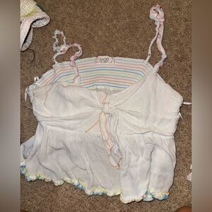 White and Pastel Striped MOD Top